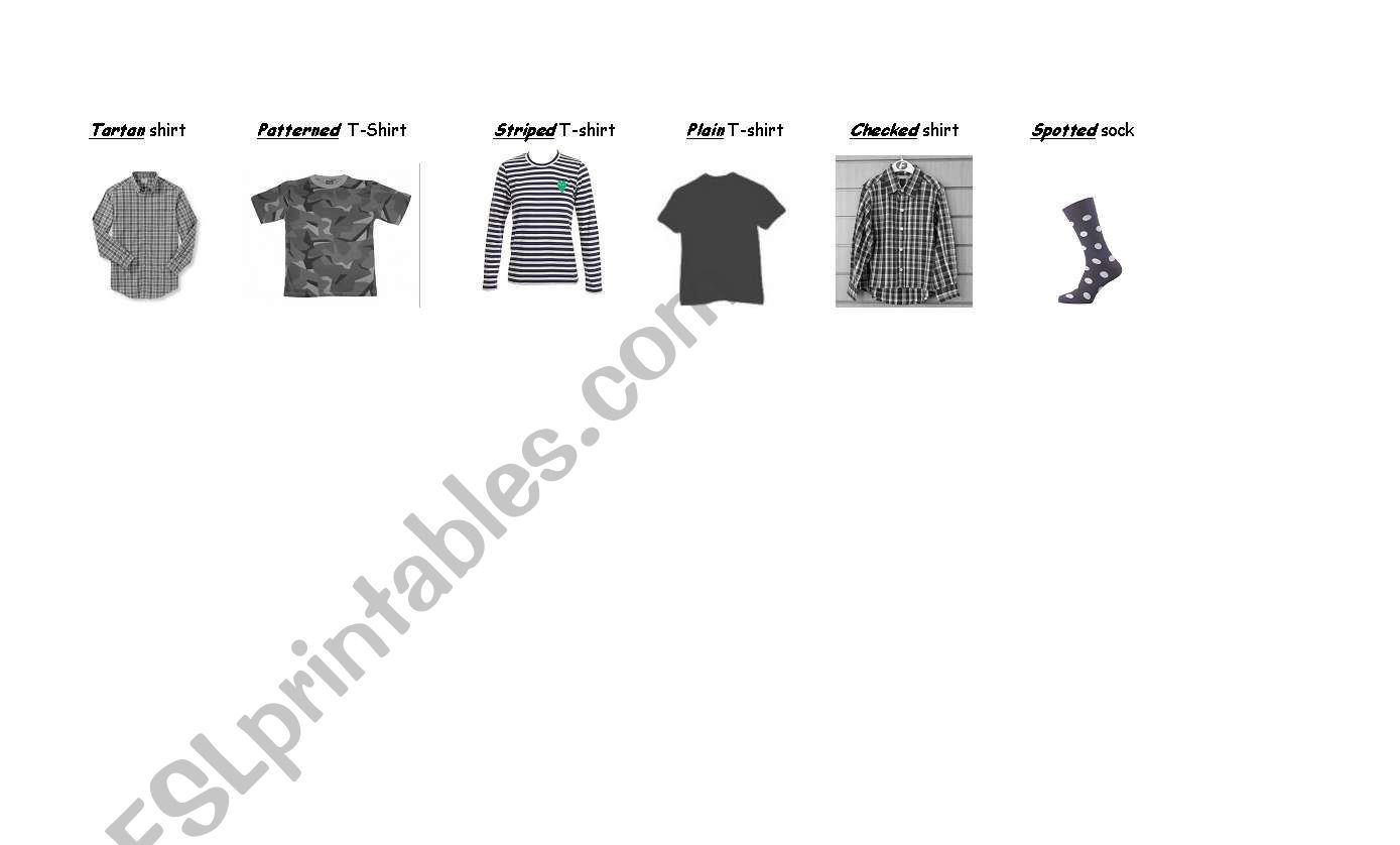 Clothes` Patterns and styles worksheet